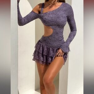 Outcast Tinsley Mini Dress Dusty Purple